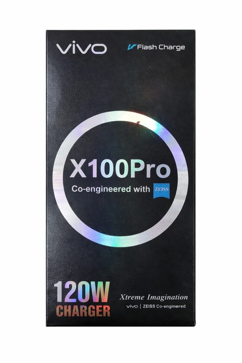 Vivo X100 Pro 120W Flash Charger box with ultra fast charging and ZEISS co-engineered branding